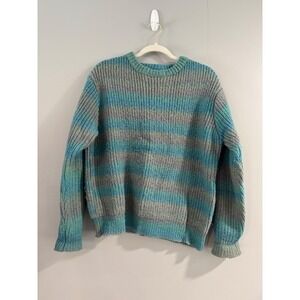 Ocean Pacific OP Striped Knit Sweater Blue‎ Gray Acrylic Wool Blend Medium